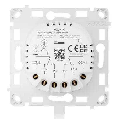 Ajax LightCore (2-gang/2-way) - Relé pro LightSwitch (spínač řazení 6+6)